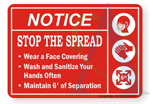 Stop The Spread. Wear A Face Covering, Wash And Sanitize Your Hands, Maintain 6Ft Of Separation