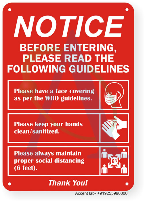 Entering Guidelines Face Covering Social Distancing Sanitize - Social Distancing Sign