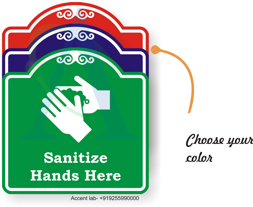 Sanitize Hands Here Show Case Wall Sign