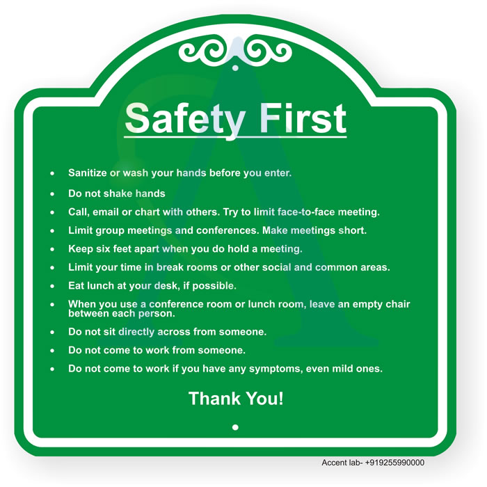Safety First - Sanitize Or Wash Your Hands Before You Enter. Do Not Hand Shake. Keep Six Feet Apart.