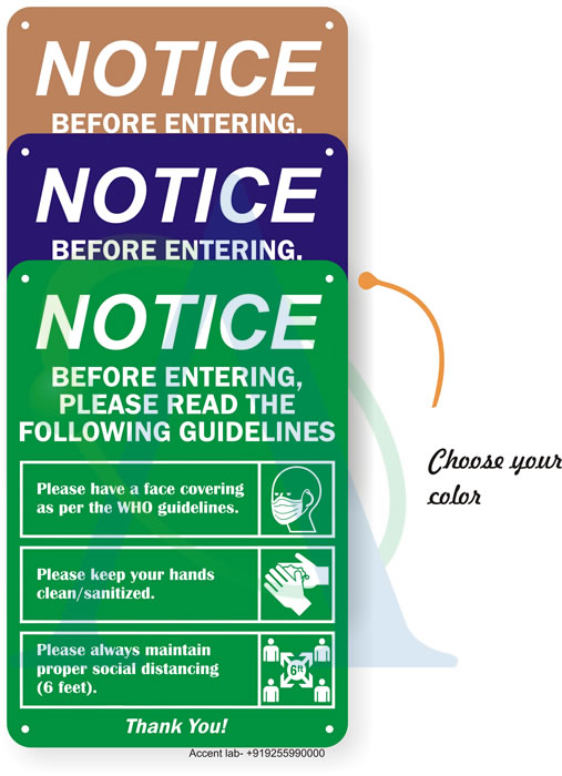 Entering Guidelines Face Covering Social Distancing Sanitize - Social Distancing Sign