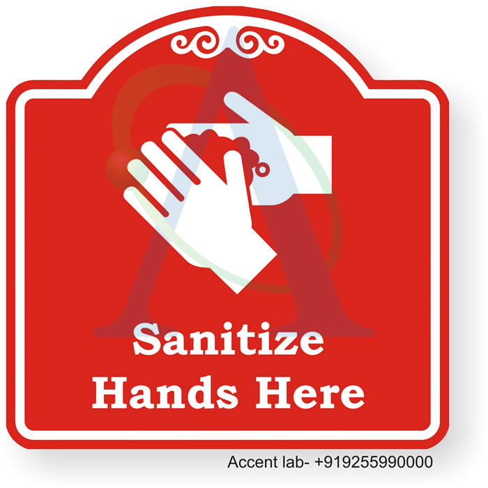 Sanitize Hands Here Show Case Wall Sign